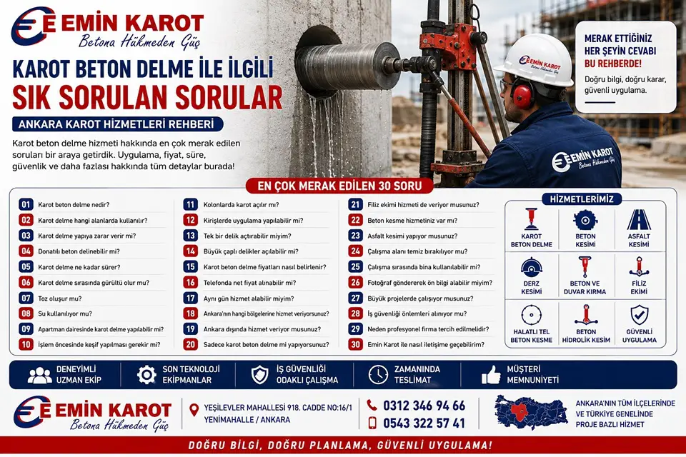 Karot Beton Delme İle İlgili Sık Sorulan Sorular | Ankara Karot Hizmetleri Rehberi