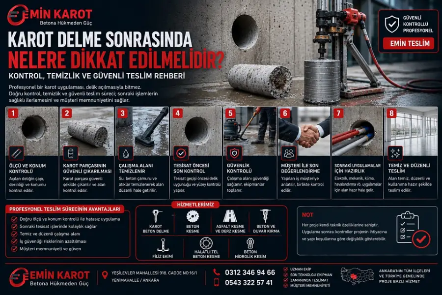 Karot Delme Sonrasında Nelere Dikkat Edilmelidir? | Kontrol, Temizlik ve Güvenli Teslim Rehberi