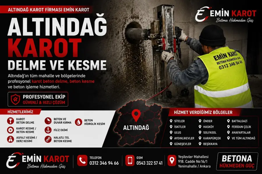 Altındağ Karot Delme ve Kesme | Altındağ Karot Firması Emin Karot
