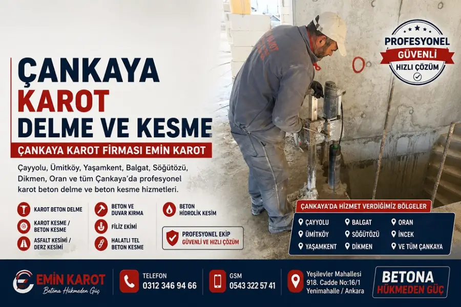 Çankaya Karot Delme ve Kesme | Çankaya Karot Firması Emin Karot