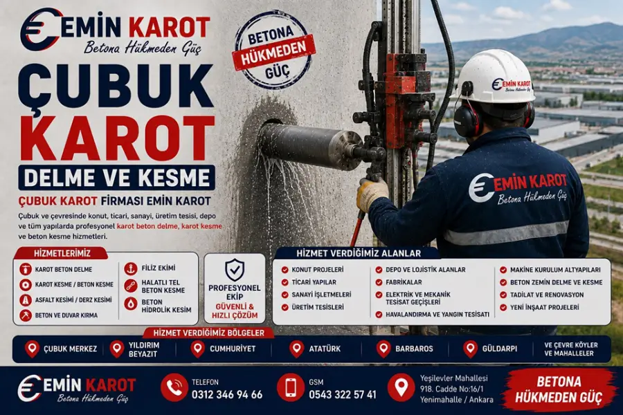 Çubuk Karot Delme ve Kesme | Çubuk Karot Firması Emin Karot