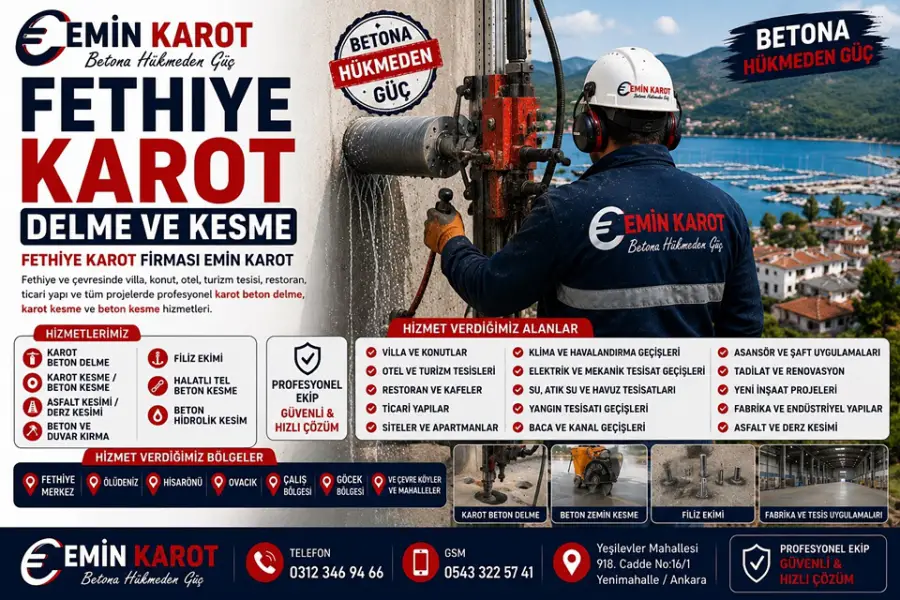 Fethiye Karot Delme ve Kesme | Fethiye Karot Firması Emin Karot