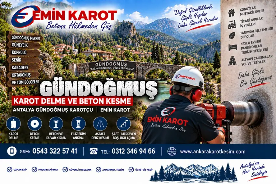 Gündoğmuş Karot Delme ve Beton Kesme | Antalya Gündoğmuş Karotçu Emin Karot