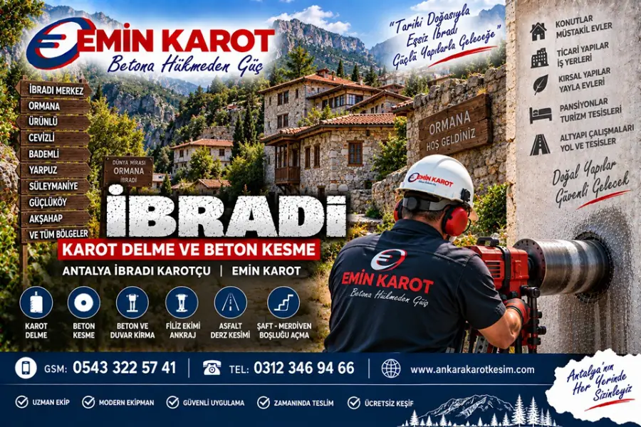 İbradı Karot Delme ve Beton Kesme | Antalya İbradı Karotçu Emin Karot