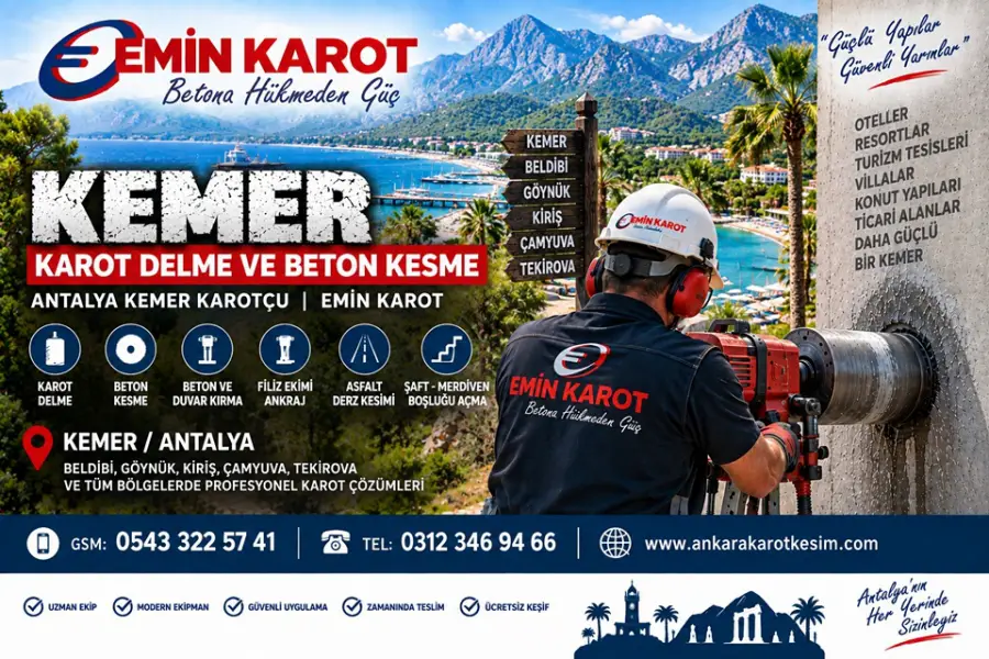 Kemer Karot Delme ve Beton Kesme | Antalya Kemer Karotçu Emin Karot
