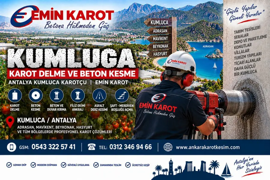 Kumluca Karot Delme ve Beton Kesme | Antalya Kumluca Karotçu Emin Karot